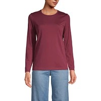 Lands' End Women's Petite Relaxed Supima Cotton Long Sleeve Crewneck T-Shirt