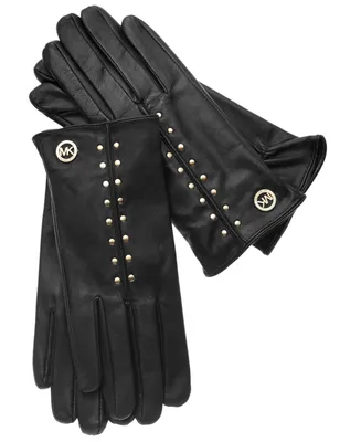 Michael Kors Leather Astor Studded Gloves with Touch Tips