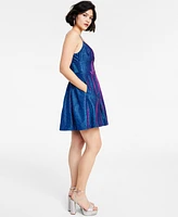 B Darlin Juniors' Glitter-Knit Skater Party Dress
