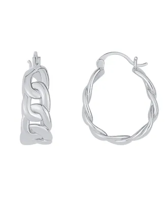 And Now This Silver Plated Curb Chain Hoop Earring