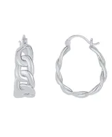And Now This Silver Plated Curb Chain Hoop Earring