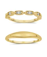 And Now This Cubic Zirconia 18K Gold Plated Duo Stack Ring Set, 2 Pieces