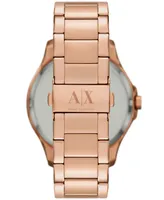A|X Armani Exchange Men's Three-Hand Quartz Date Rose Gold-Tone Stainless Steel Watch 46mm