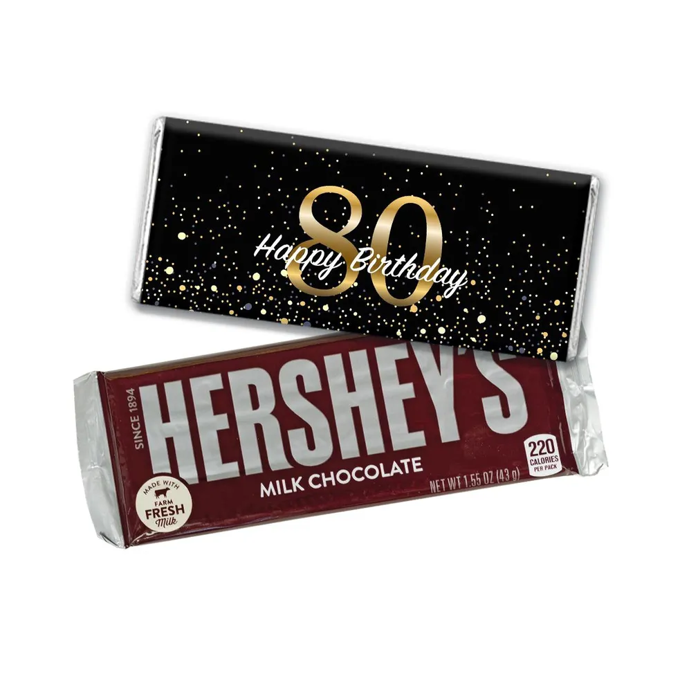 36ct 80th Birthday Candy Party Favors Wrapped Hershey's Chocolate Bars by Just Candy (36 Pack) - Candy Included - Assorted pre
