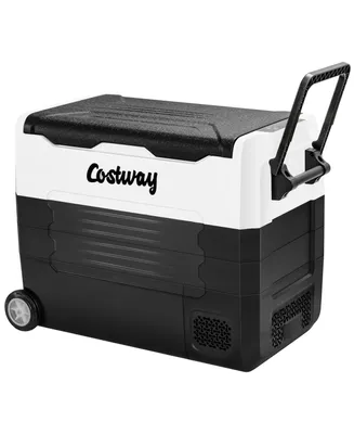 Costway 58 Quarts Car Refrigerator Portable Rv Freezer Dual Zone w/ Wheel