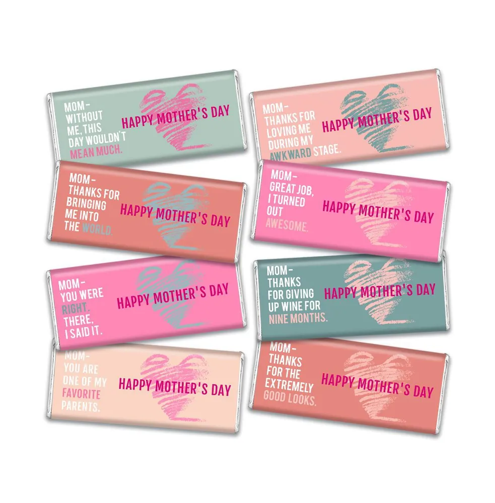 Mother's Day Candy Gift - Hershey's Chocolate Bar Gift Box (8 bars/box) - Pink - By Just Candy - Assorted pre