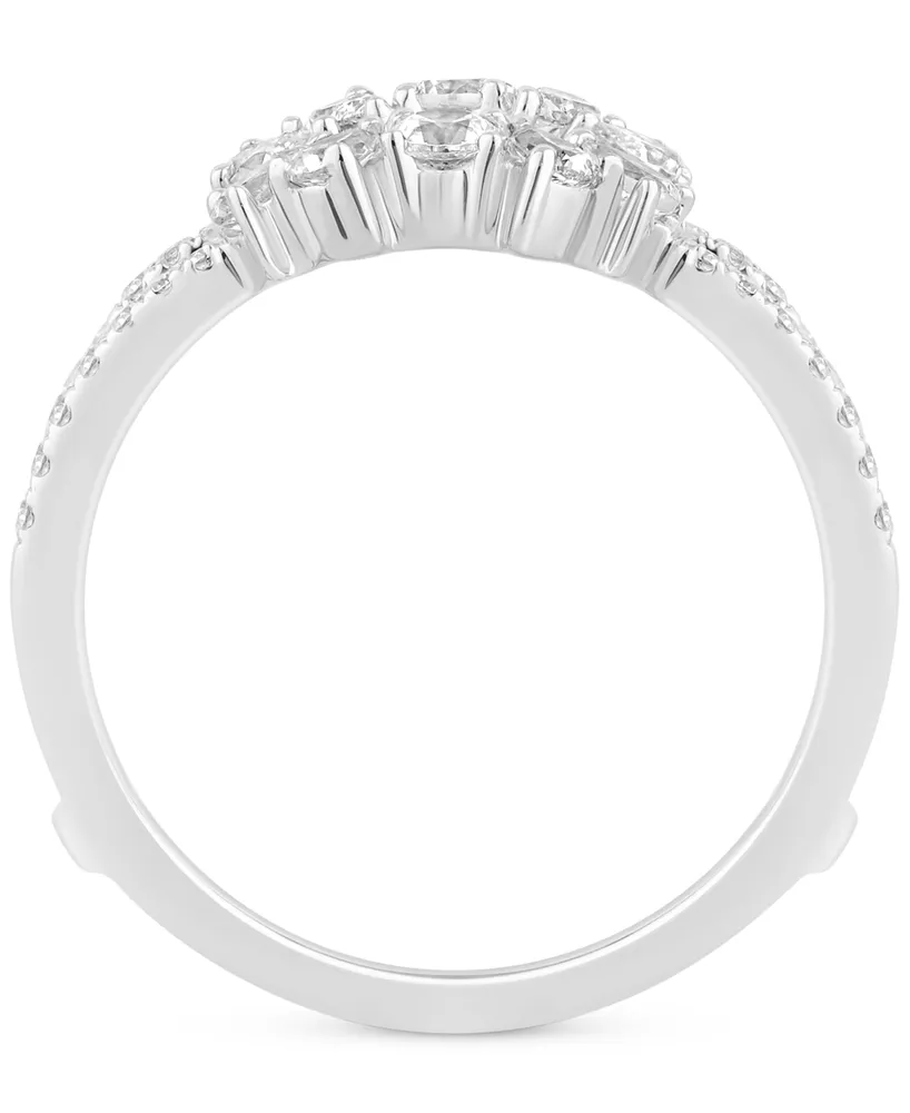 Diamond Pear & Round Double Row Enhancer Ring (3/4 ct. t.w.) in 14k White Gold