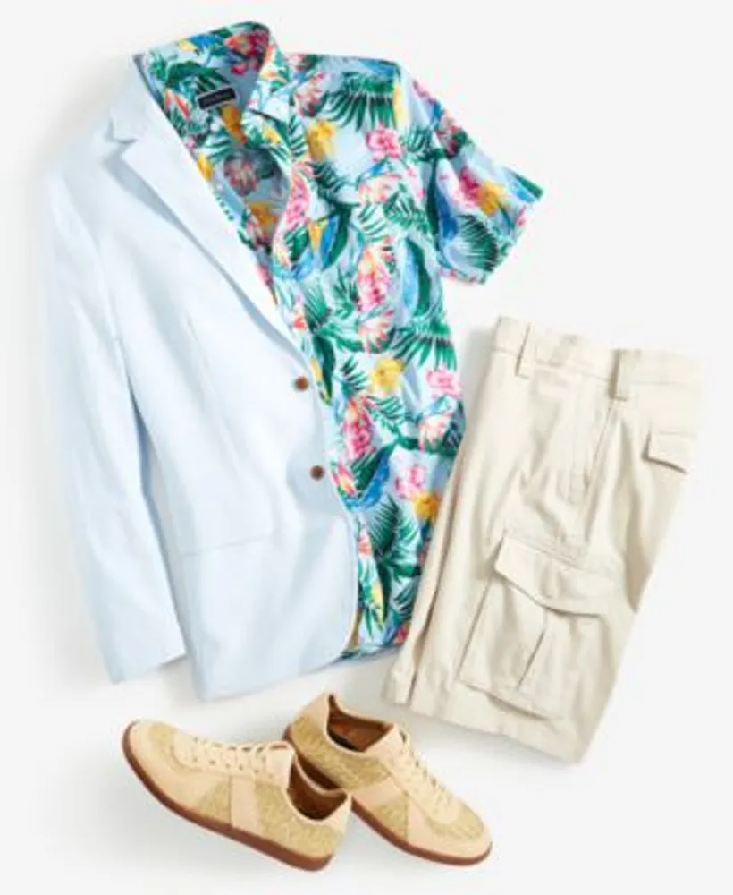 Club Room Mens Seersucker Blazer Tropical Print Shirt Cargo Shorts Separates Created For Macys