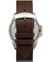 Timex Men's Quartz Analog Premium Dress Leather Brown Watch 44mm