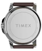 Timex Men's Quartz Analog Premium Dress Leather Brown Watch 45mm