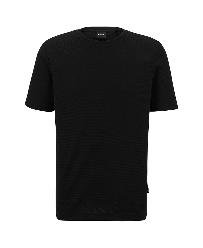 Boss Men's Cotton-Blend Bubble-Jacquard Structure T-shirt