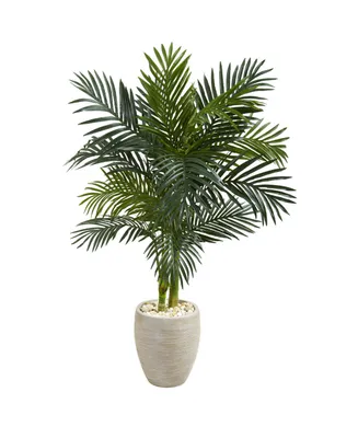 Nearly Natural 4.5' Golden Cane Palm Artificial Tree in Oval Planter