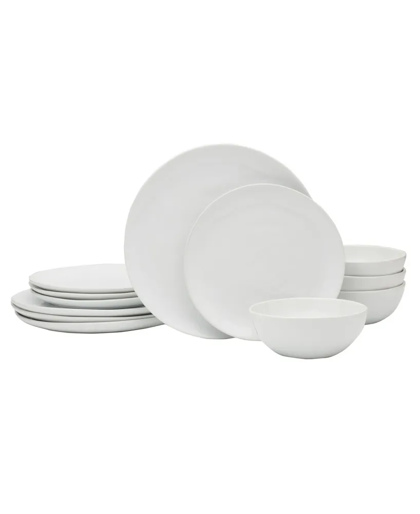 Fitz and Floyd Everyday Whiteware 12 Piece Dinnerware Set, Service for 4