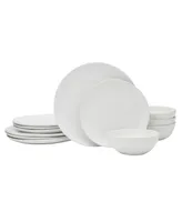 Fitz and Floyd Everyday Whiteware 12 Piece Dinnerware Set, Service for 4