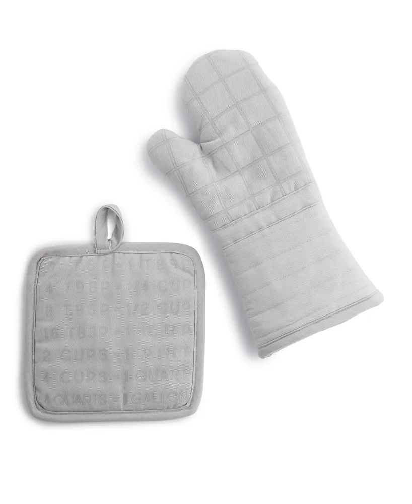 The Cellar Gray Cotton Mitt & Pot Holder Set