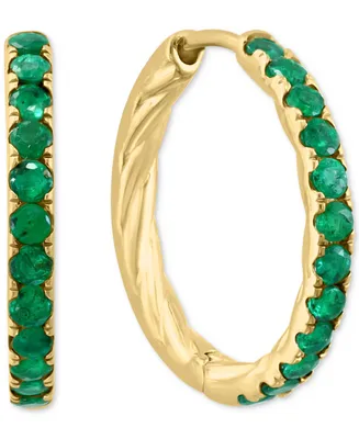 Effy Emerald Small Hoop Earrings (7/8 ct. t.w.) in Gold-Plated Sterling Silver, 0.5" (Also available in Sapphire and Ruby)