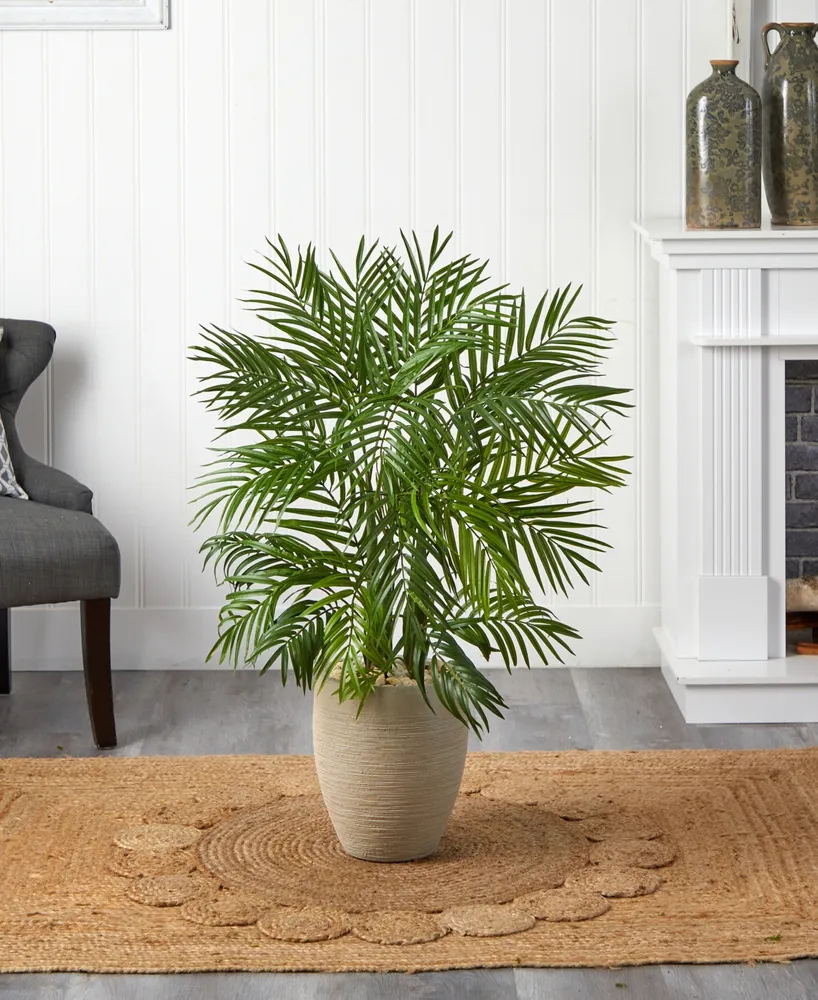 Nearly Natural 4' Areca Palm Artificial Tree in Sand-Colored Planter