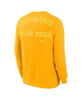 Men's Nike Gold Milwaukee Brewers Statement Ball Game Fleece Pullover Sweatshirt