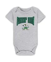 Newborn and Infant Boys and Girls Navy, Green, Heathered Gray Notre Dame Fighting Irish 3-Pack Game On Bodysuit Set