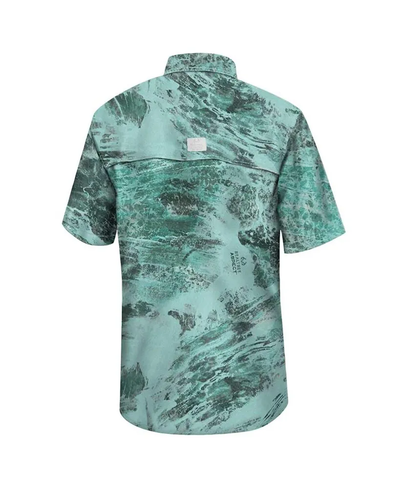 Men's Colosseum Green Miami Hurricanes Realtree Aspect Charter Full-Button Fishing Shirt