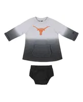 Newborn and Infant Boys and Girls Boys and Girls Colosseum Gray, Black Texas Longhorns Hand in Hand Ombre Dress and Bloomers Set