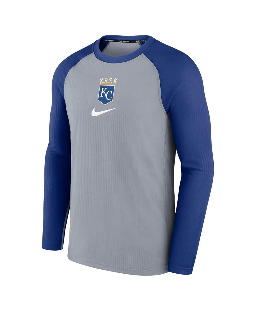 Men's Nike Gray Kansas City Royals Authentic Collection Game Raglan Performance Long Sleeve T-shirt