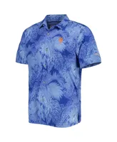 Men's Tommy Bahama Royal New York Mets Coast Luminescent Fronds IslandZone Button-Up Camp Shirt