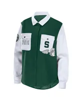 Women's Wear by Erin Andrews Hunter Green Michigan State Spartans Button-Up Shirt Jacket