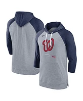 Men's Nike Heather Gray, Navy Washington Nationals Baseball Raglan 3/4-Sleeve Pullover Hoodie
