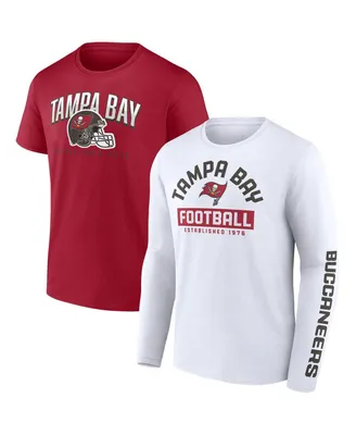 Men's Fanatics Red, White Tampa Bay Buccaneers Long and Short Sleeve Two-Pack T-shirt