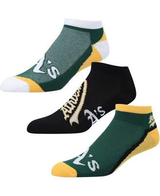 Men's and Women's For Bare Feet Oakland Athletics Flash Ankle Socks 3-Pack Set