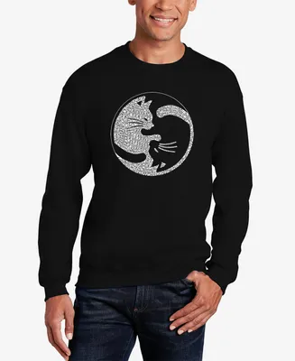 La Pop Art Men's Word Crewneck Yin Yang Cat Sweatshirt