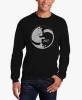 La Pop Art Men's Word Crewneck Yin Yang Cat Sweatshirt