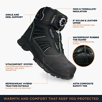 RefrigiWear Men's Extreme Hiker Waterproof Insulated Freezer Boots with Boa Fit System