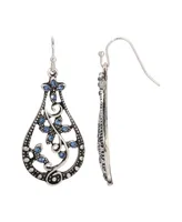 2028 Crystal Blue Flower Drop Earrings