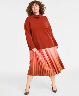 Charter Club Plus Turtleneck Long-Sleeve 100% Cashmere Sweater, Created for Macy's