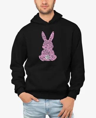 La Pop Art Men's Easter Bunny Word Long Sleeve Hooded Sweatshirt