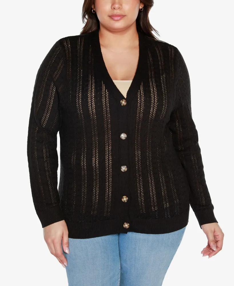 Belldini Black Label Plus Button-Front Sweater Cardigan