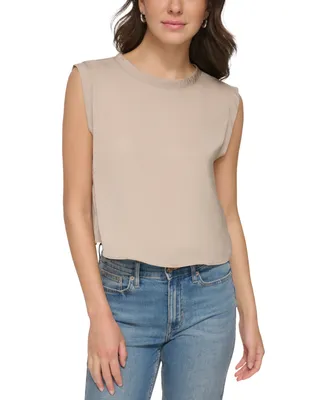 Calvin Klein Jeans Women's Extended-Shoulder Cropped Top