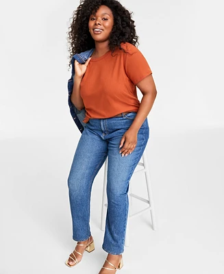 On 34th Women's Short-Sleeve Ribbed T-Shirt, Created for Macy's