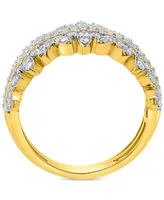 Diamond Horizontal Cluster Statement Ring (1/2 ct. t.w.) 14k Gold-Plated Sterling Silver - Gold