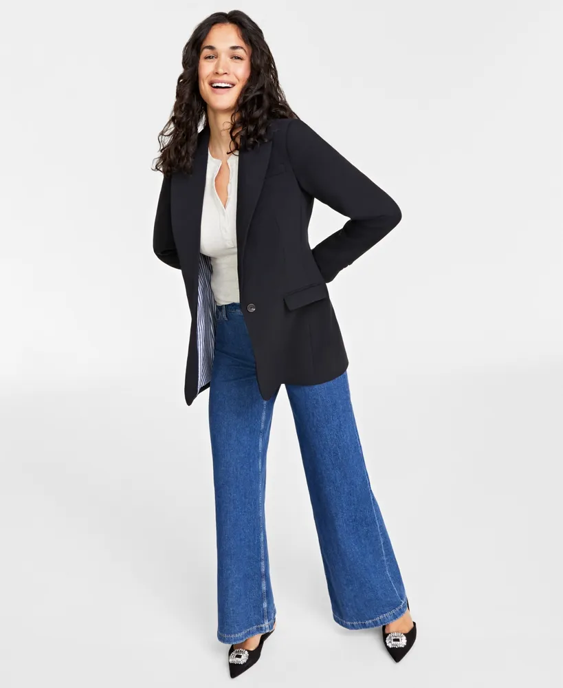 On 34th Women's Solid One-Button Boyfriend Blazer, Created for Macy's