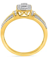 Diamond Square Cluster Ring (1/4 ct. t.w.) 14k Gold-Plated Sterling Silver or