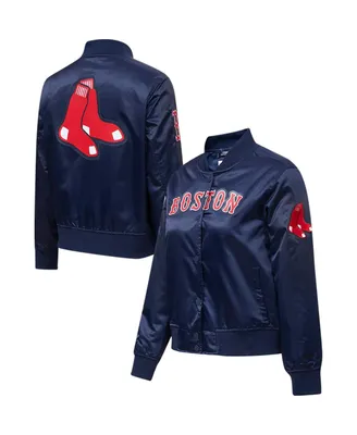 Women's Pro Standard Navy Boston Red Sox Satin Full-Snap Varsity Jacket