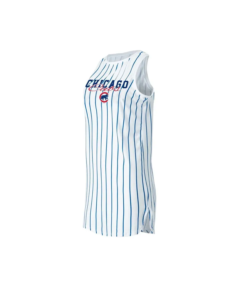 Women's Concepts Sport White Chicago Cubs Reel Pinstripe Knit Sleeveless Nightshirt