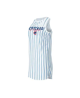 Women's Concepts Sport White Chicago Cubs Reel Pinstripe Knit Sleeveless Nightshirt