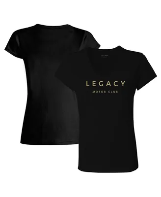 Women's Checkered Flag Sports Black Legacy Motor Club Team V-Neck T-shirt
