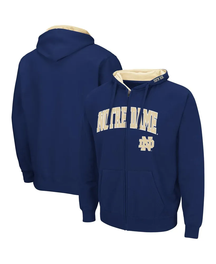 Men's Colosseum Navy Notre Dame Fighting Irish Arch and Logo 3.0 Full-Zip Hoodie