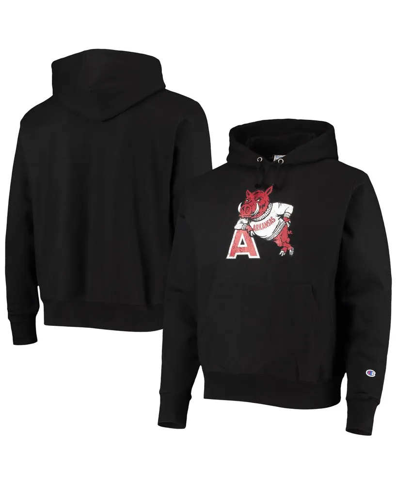 Men's Champion Black Arkansas Razorbacks Vault Logo Reverse Weave Pullover Hoodie