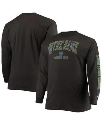 Men's Champion Heathered Charcoal Notre Dame Fighting Irish Big and Tall 2-Hit Long Sleeve T-shirt